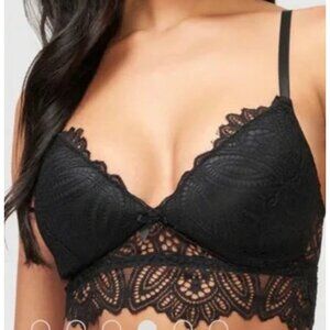 Fredericks of Hollwood Finley Lace Bralette Bra Black Size XL Black